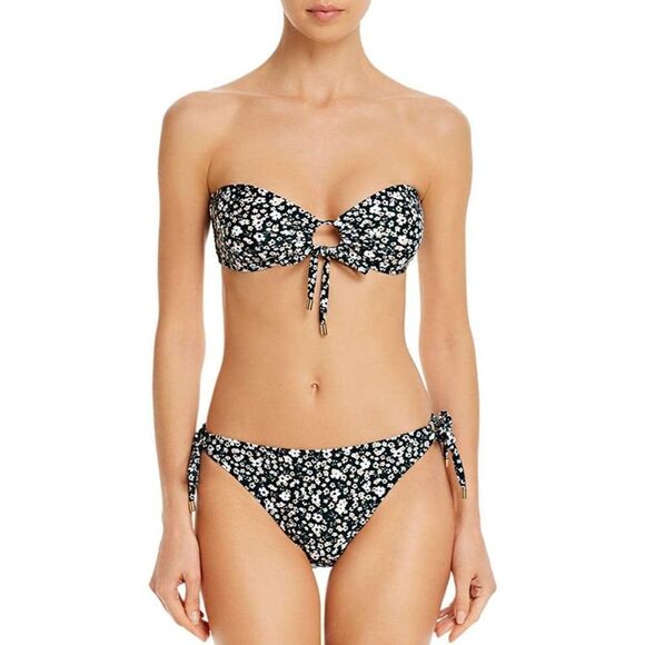 Peony Petite Fleur Tie Side Pant Bikini Swim Bottoms Black Floral 14 or US 10 - Picture 2 of 11